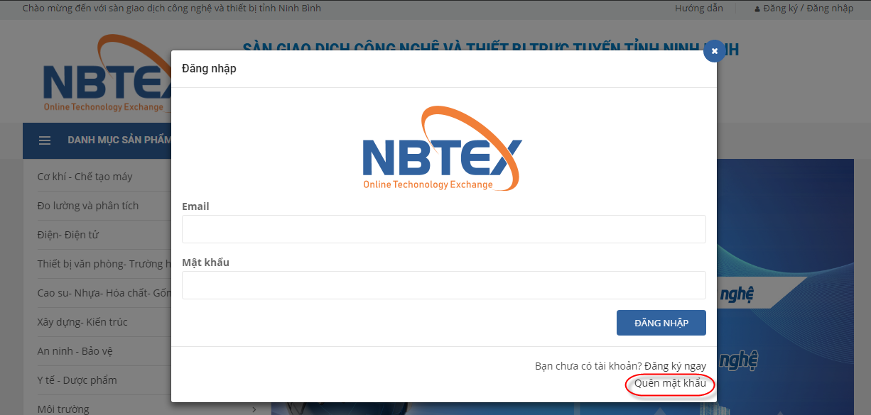 Hướng dẫn lấy lại mật khẩu cho thành viên trên Nbtex
